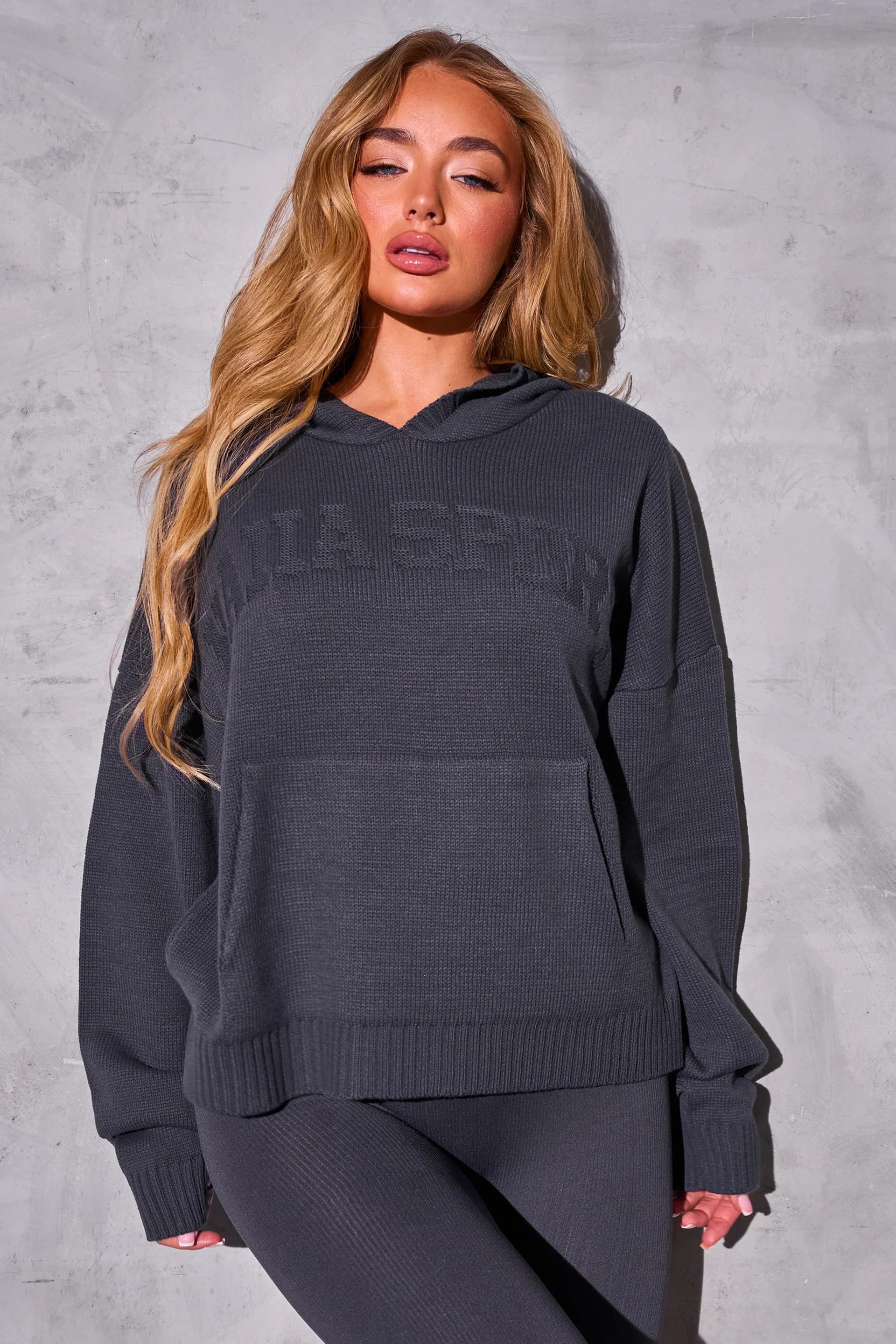 Kaiia Kaiia Sport Knitted Hoodie Dark Grey