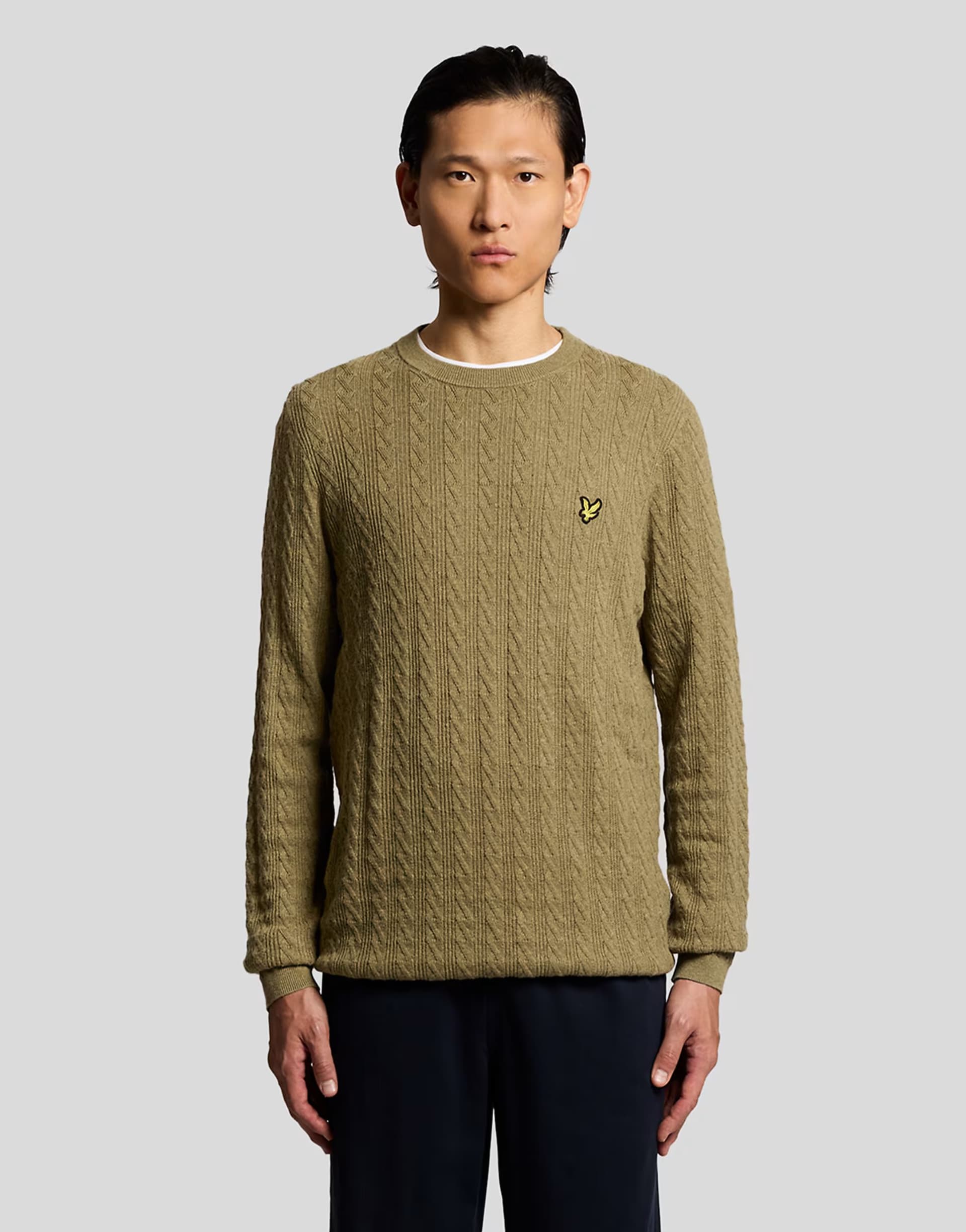 ASOS Lyle & Scott Mid knits linen blend long sleeve jumper in y145 herb green marl