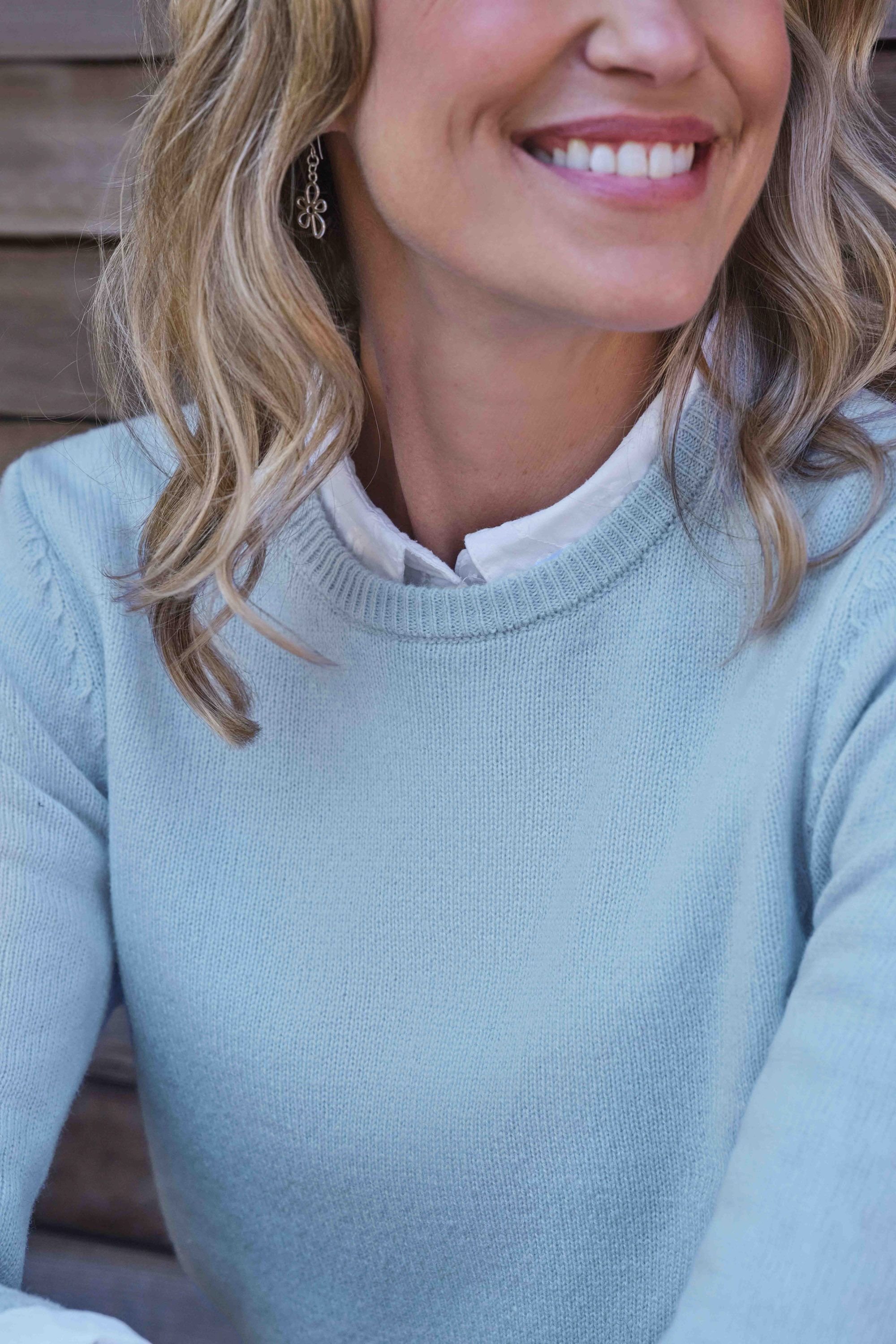 WoolOvers WoolOvers Women's Womens Lambswool Crew in Baby Blue - 2