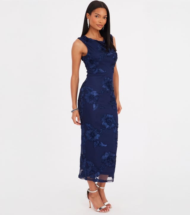 Quiz Women's Navy Floral Applique Midaxi Dress Quiz New Look - 2