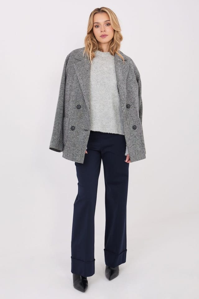 Love Lace Love Lace Women's Oversized Round Neck Puffy Sleeve Sweater in Grey - 3