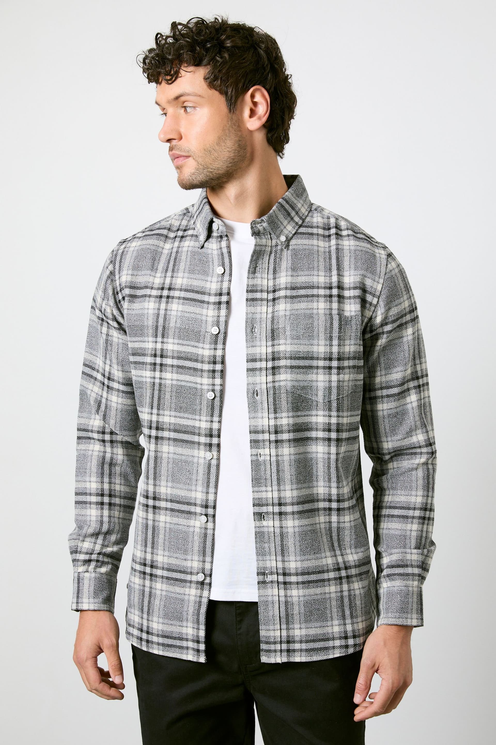 Maine Maine Men's Grey Check Long Sleeve Shirt