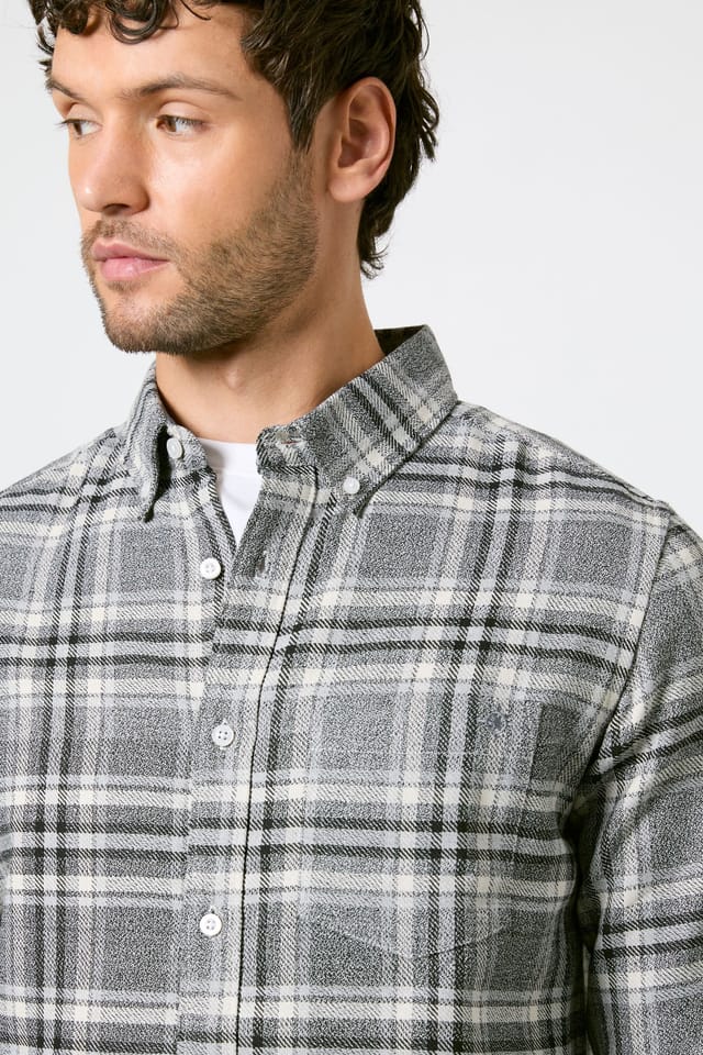 Maine Maine Men's Grey Check Long Sleeve Shirt - 2