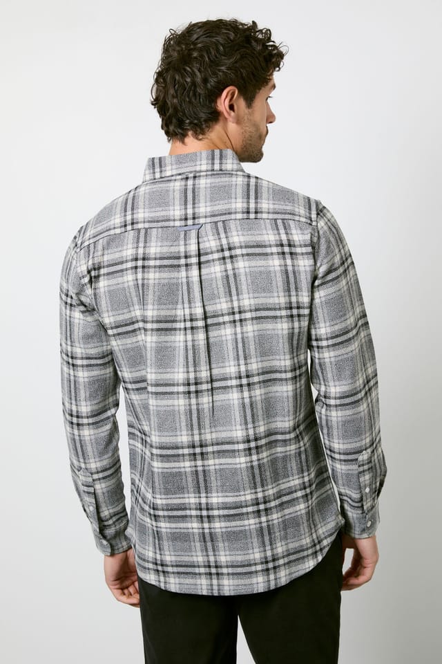 Maine Maine Men's Grey Check Long Sleeve Shirt - 3