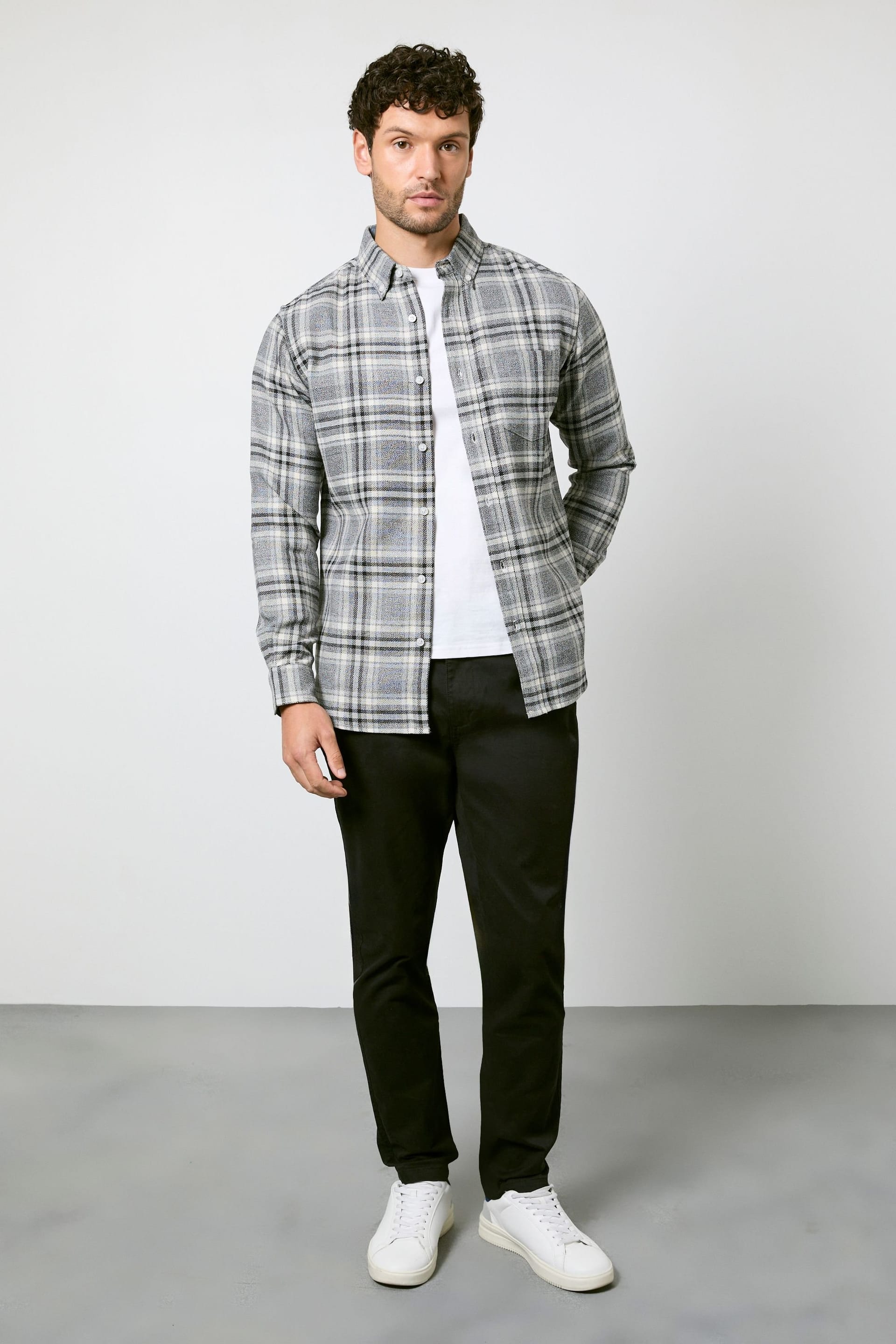 Maine Maine Men's Grey Check Long Sleeve Shirt - 4