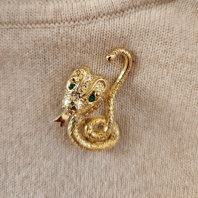 Gold Trip Gold Trip Women's Vintage Gold Snake Brooch - 2