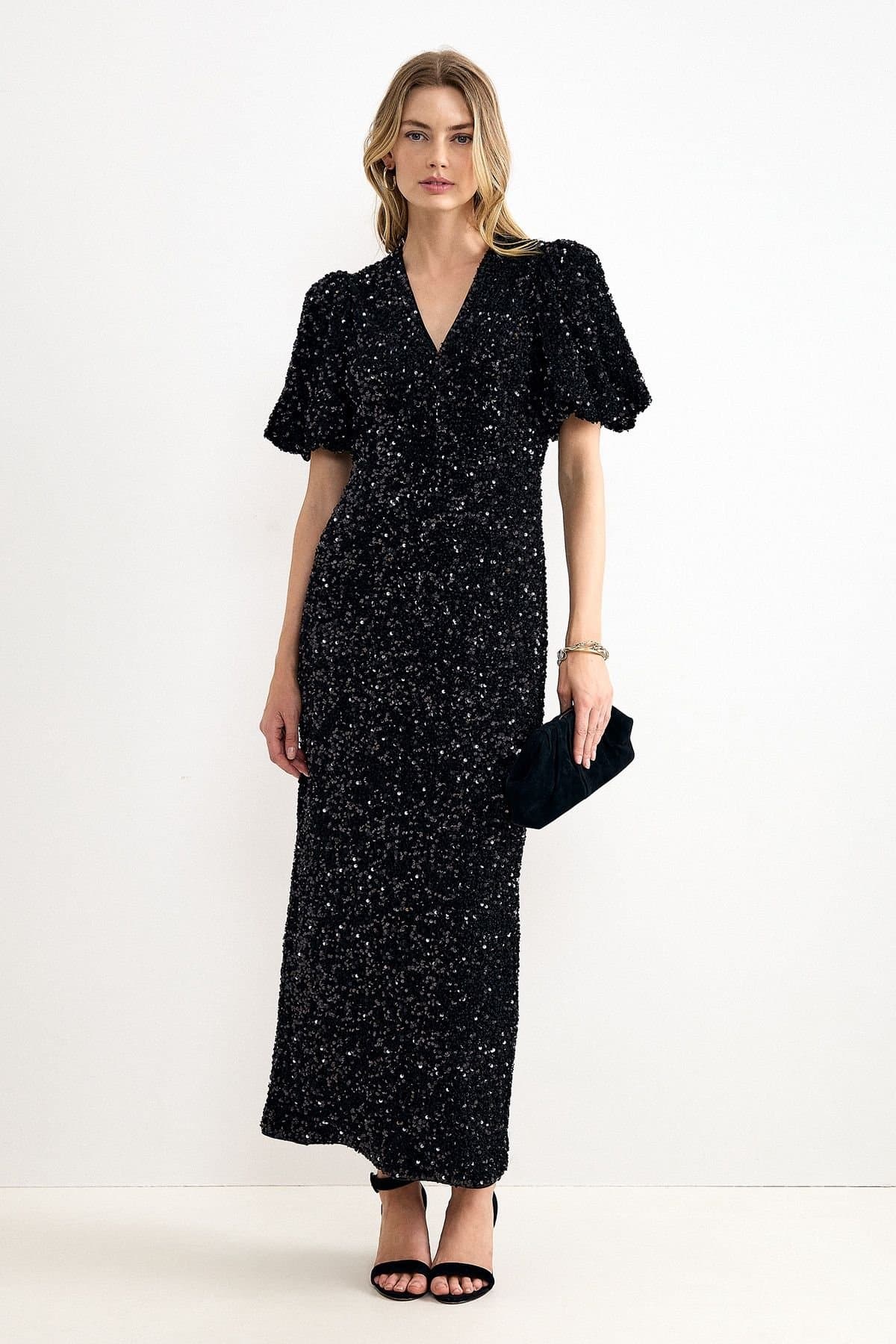 Phase Eight Phase Eight Women's Elaina Sequin Maxi Dress in True Black