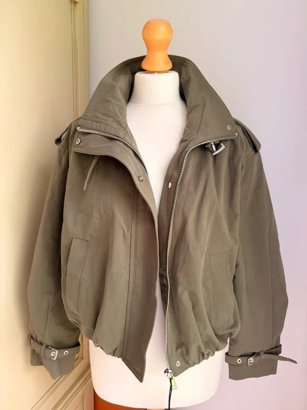 Bershka Bershka khaki bomber style cotton jacket size small.  22