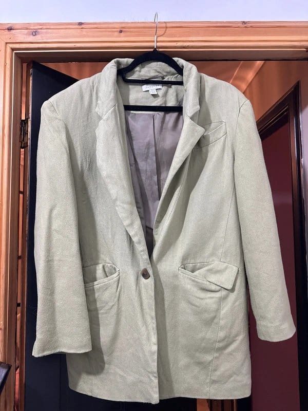 Topshop Oversized Green Blazer with Shoulder Pads