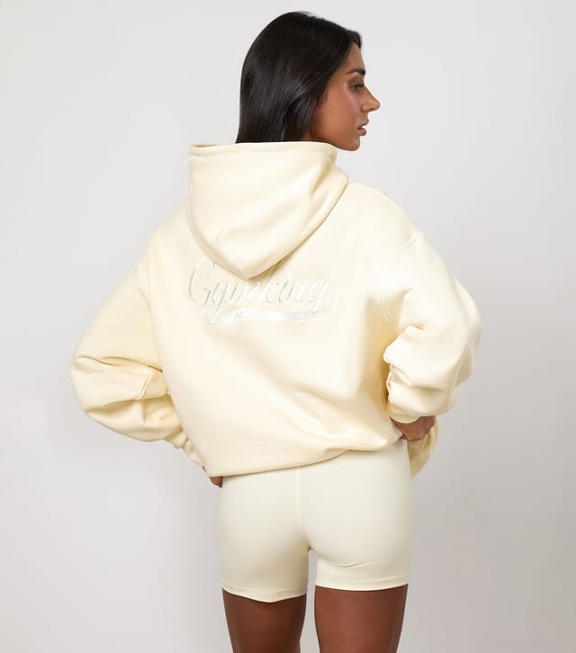 Gym King Women's Light Yellow Cotton Renew Hoodie Gym King New Look - 3