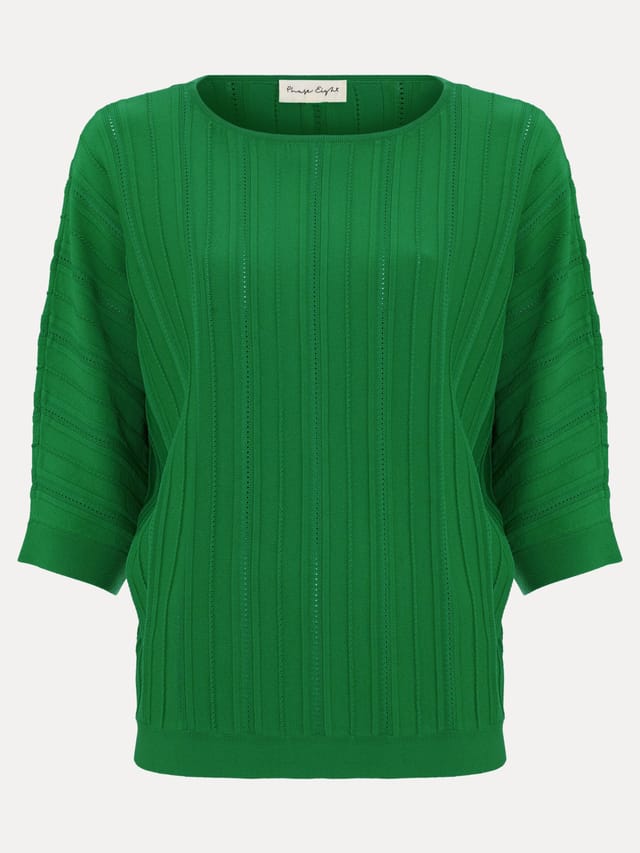Phase Eight Phase Eight Women's Cristine 3/4 Sleeve Rib Jumper in Emerald - 2
