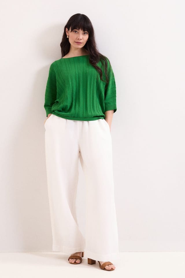 Phase Eight Phase Eight Women's Cristine 3/4 Sleeve Rib Jumper in Emerald - 3