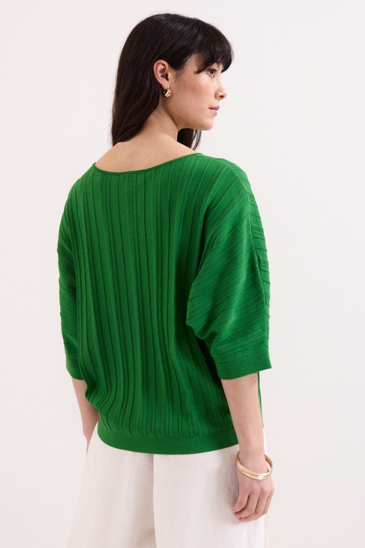Phase Eight Phase Eight Women's Cristine 3/4 Sleeve Rib Jumper in Emerald - 4