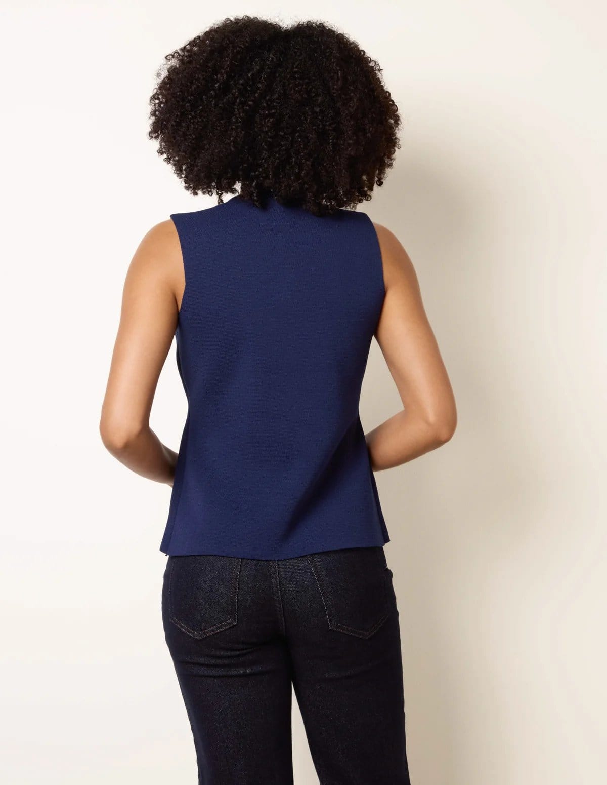 Blue Vanilla Sleeveless Ribbed Button-Front Vest - 4