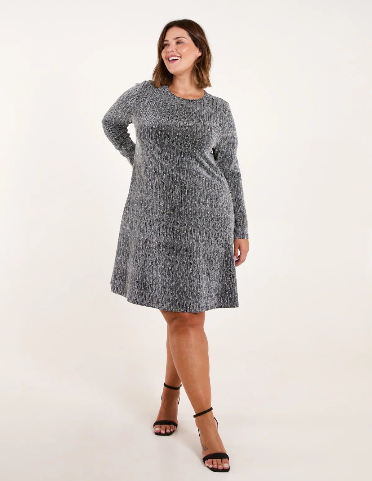 Blue Vanilla Curve Metallic Swing Dress