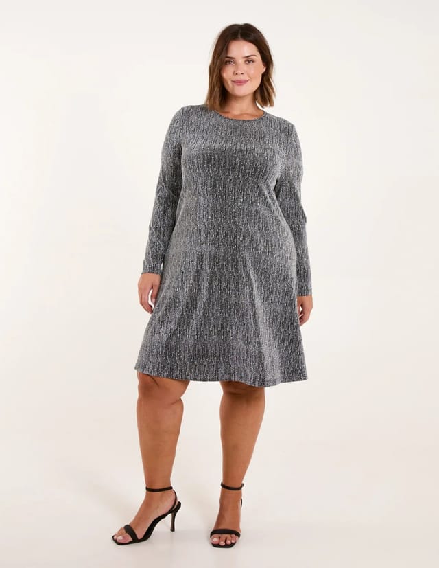 Blue Vanilla Curve Metallic Swing Dress - 3