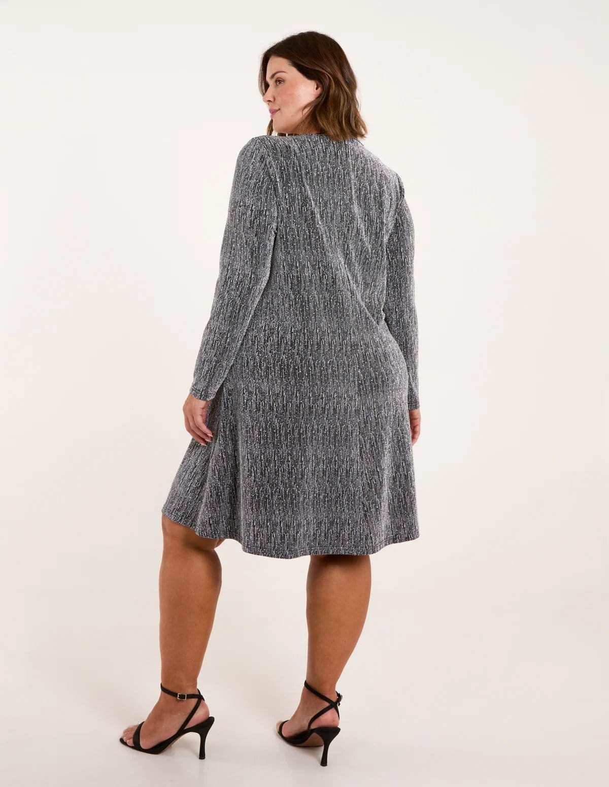 Blue Vanilla Curve Metallic Swing Dress - 4