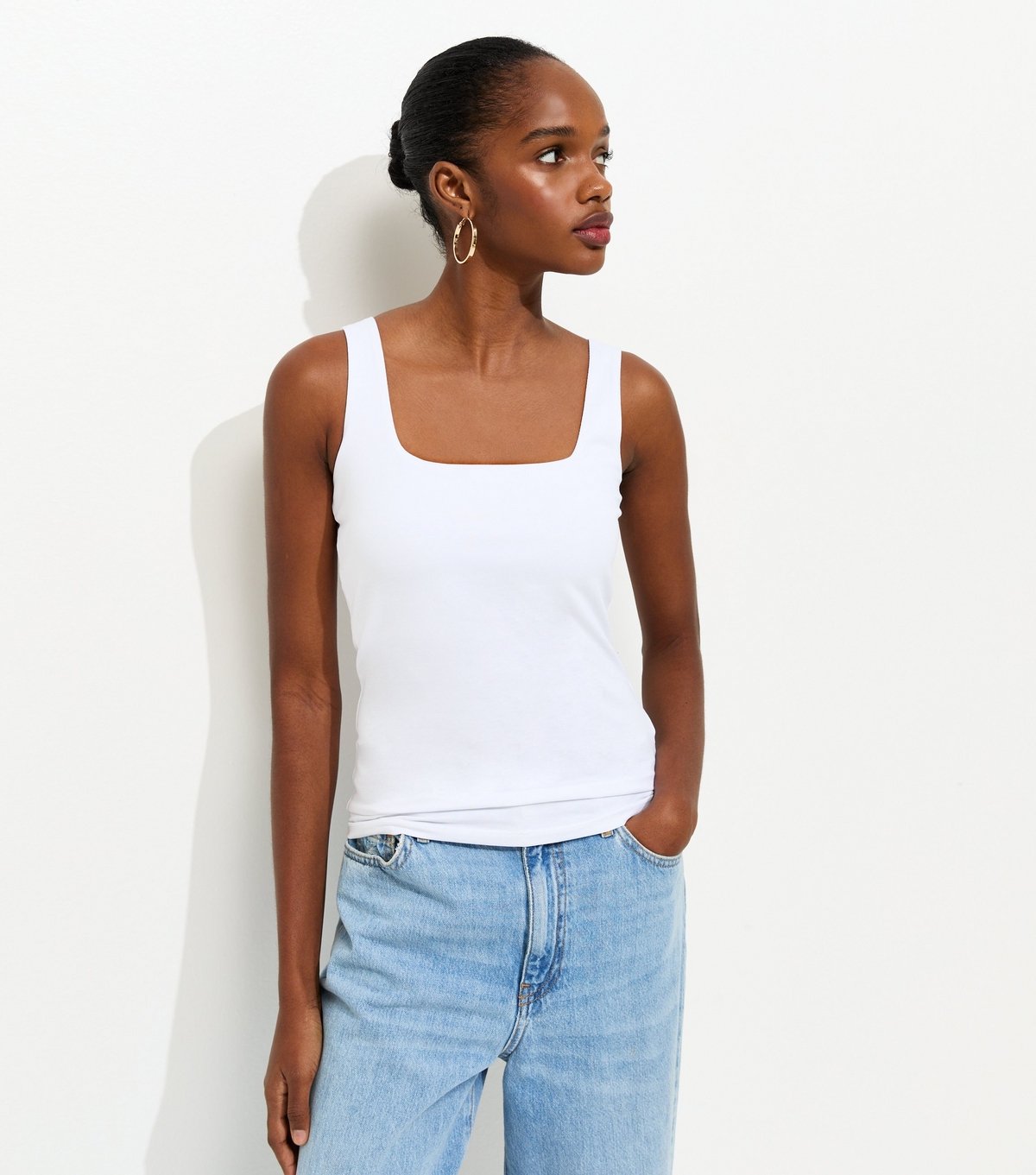 New Look Women's White Square Neck Vest New Look - 1