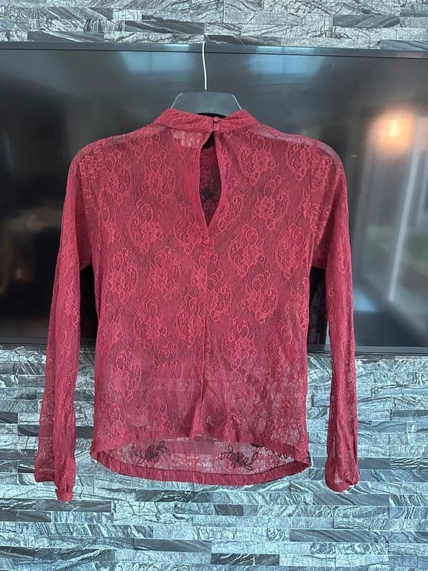 ASOS ASOS lace sequin embellished burgundy top UK 8