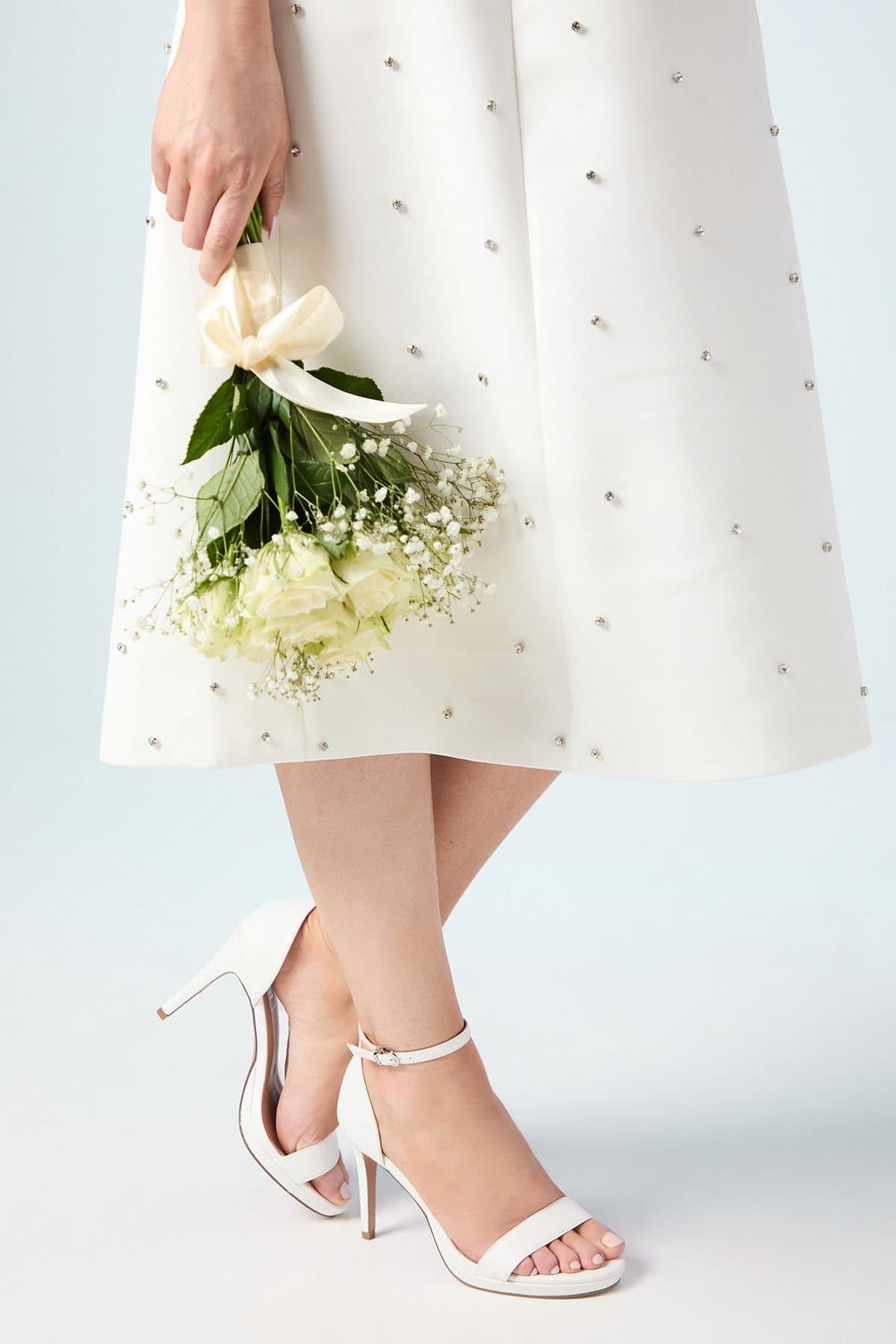 Coast Coast Women's Bridal Wide Fit Talia Faux Leather Platform Heeled Sandals in White