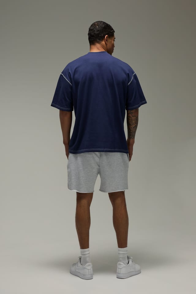 Training Dept. Training Dept. Men's Training Dept Oversized Contrast Stitch T-Shirt in Navy - 2