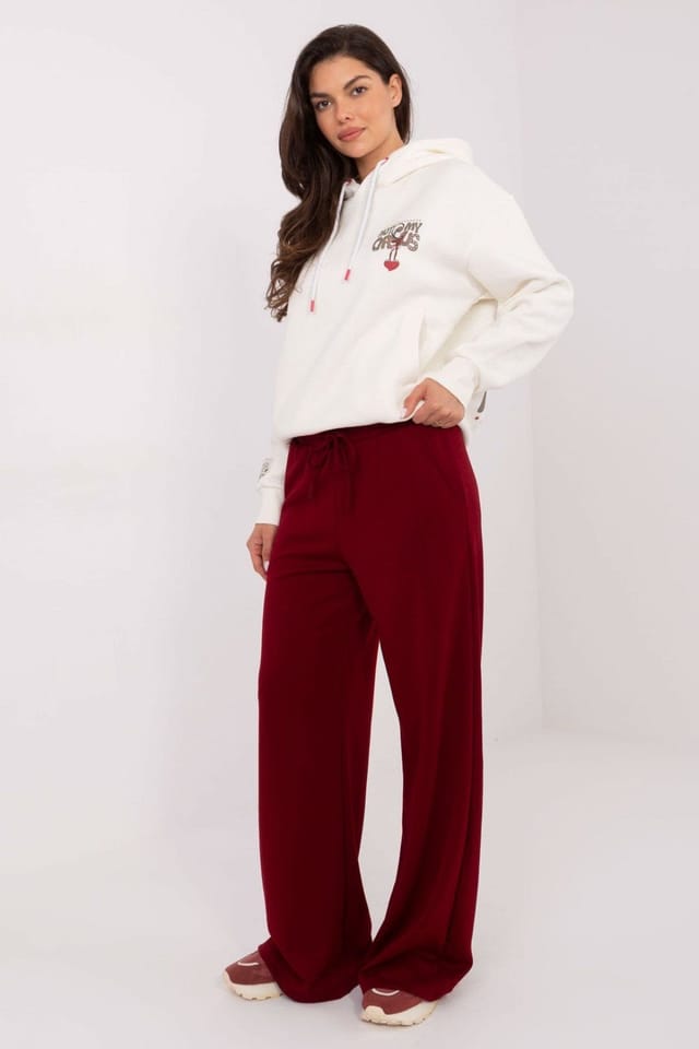 Love Lace Love Lace Women's Casual Wide Leg Sweatpants With Tie Waist Style 218253 in Red - 2