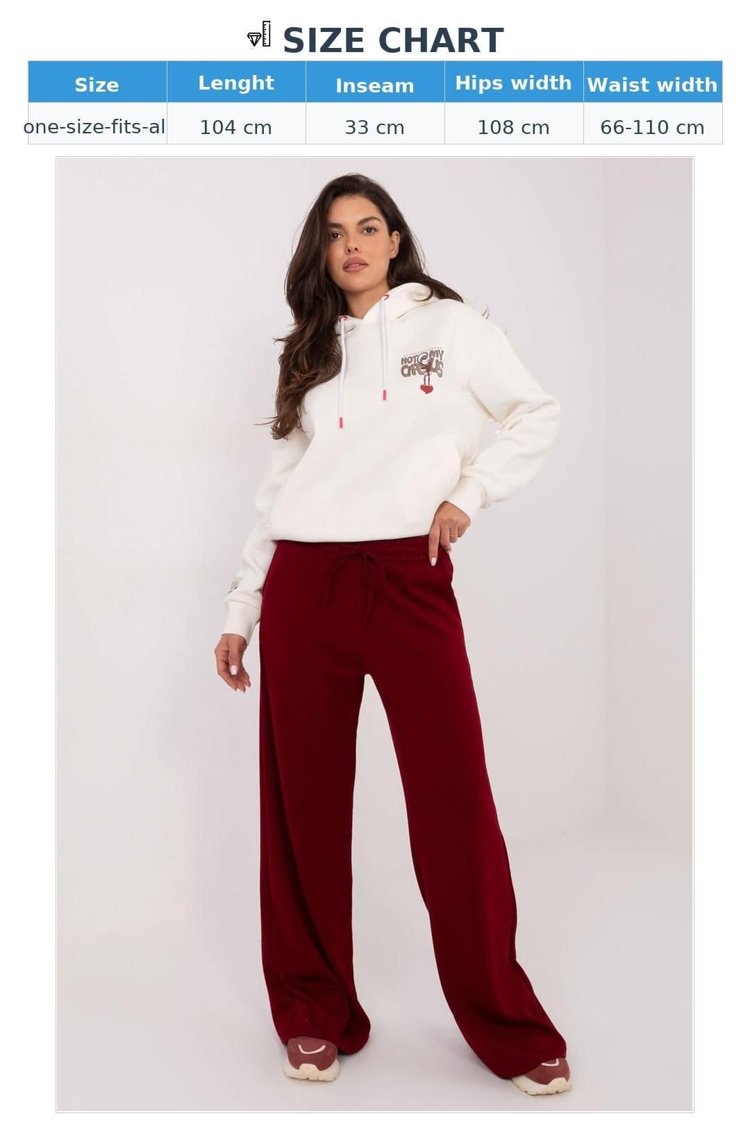 Love Lace Love Lace Women's Casual Wide Leg Sweatpants With Tie Waist Style 218253 in Red - 4