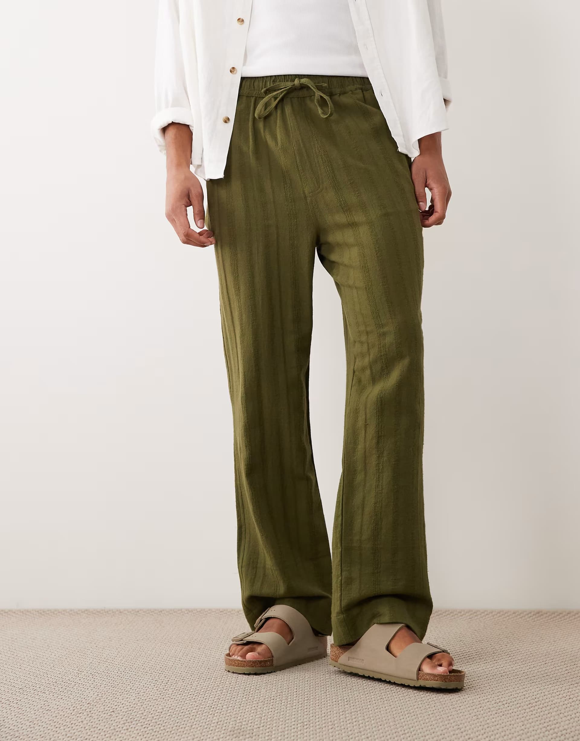 ASOS Brave Soul co-ord regular fit relaxed trousers in khaki