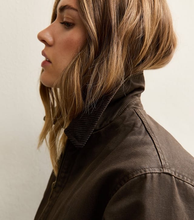 New Look Women's Brown Waxed Corduroy Collar Barn Jacket New Look - 3