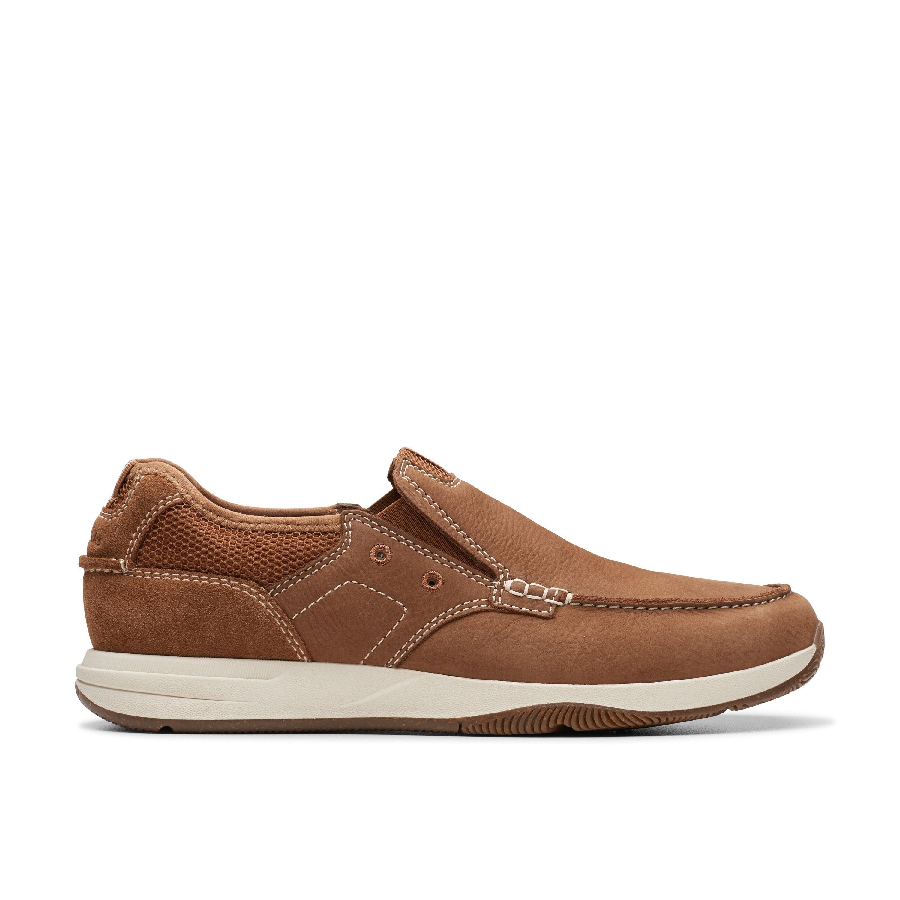 Clarks Clarks Men's Sailview Step Loafer Light Tan Nubuck Slip Ons, Boat Shoes in Brown - 3