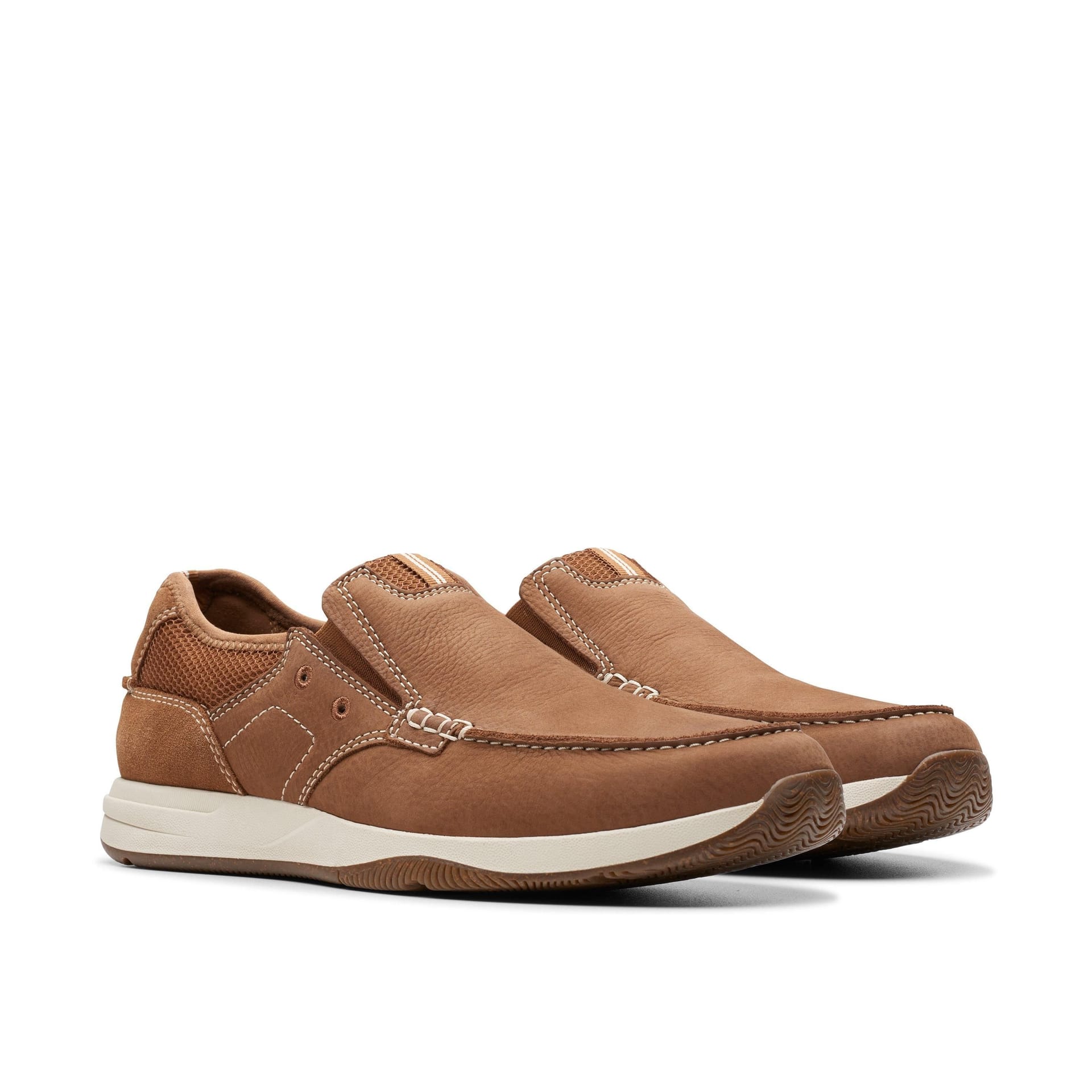 Clarks Clarks Men's Sailview Step Loafer Light Tan Nubuck Slip Ons, Boat Shoes in Brown - 4