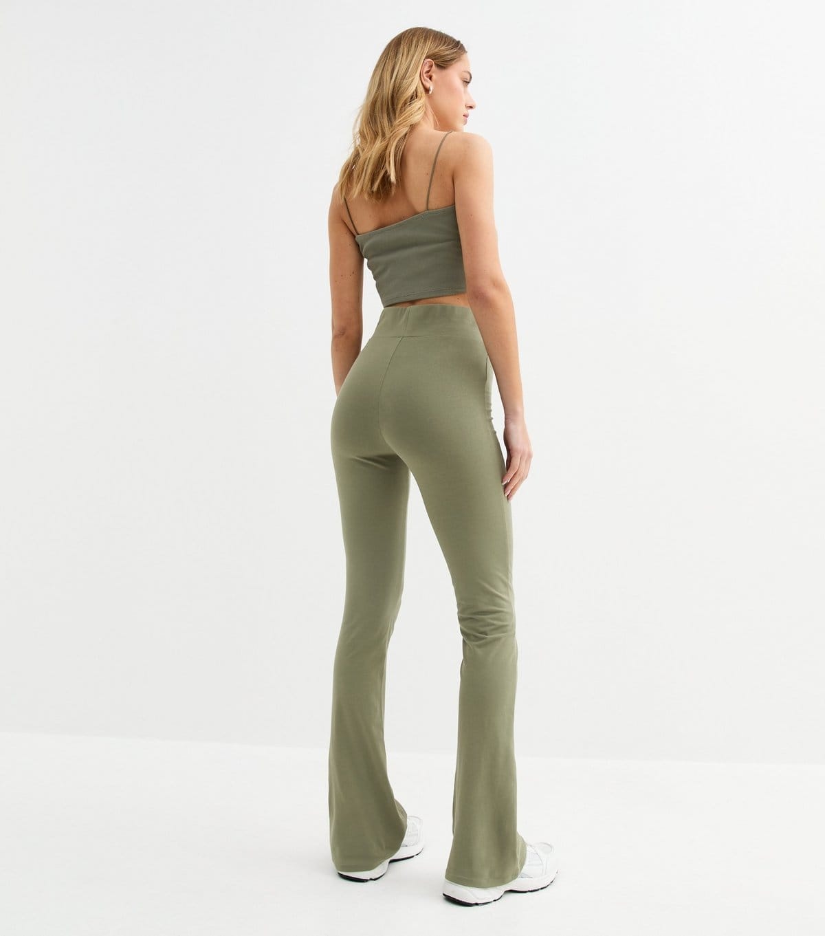 New Look Women's Khaki Green High Rise Kick Flare Leggings New Look - 4