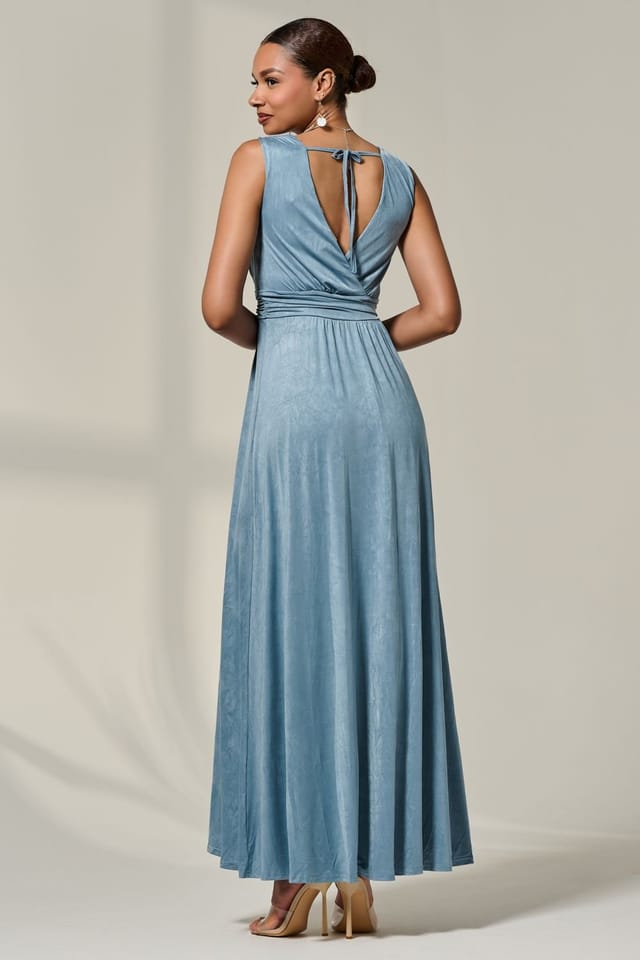 Jolie Moi Jolie Moi Women's Wrapped Bodice Jersey Maxi Dress in Blue - 2