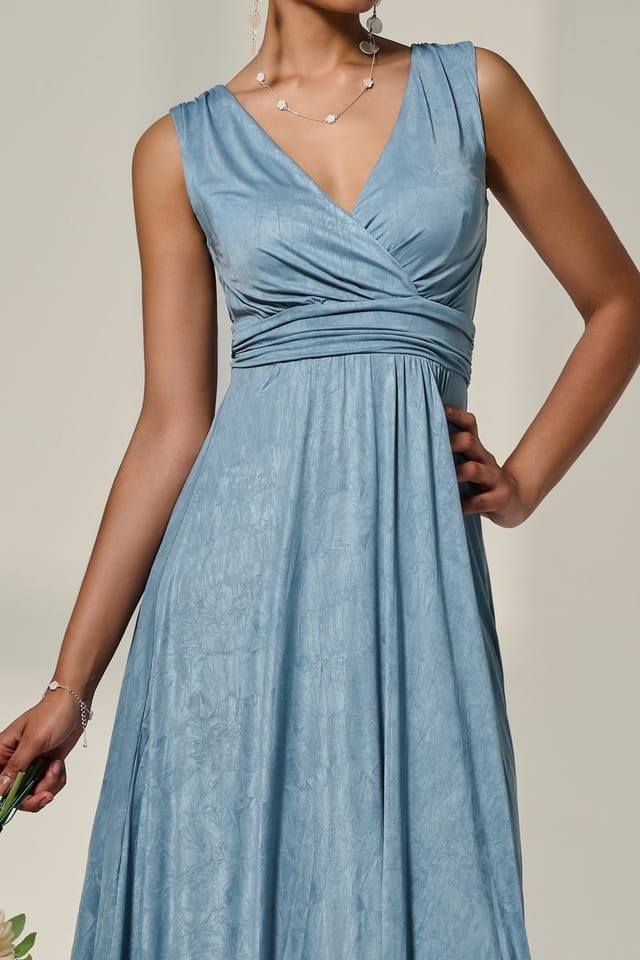 Jolie Moi Jolie Moi Women's Wrapped Bodice Jersey Maxi Dress in Blue - 3