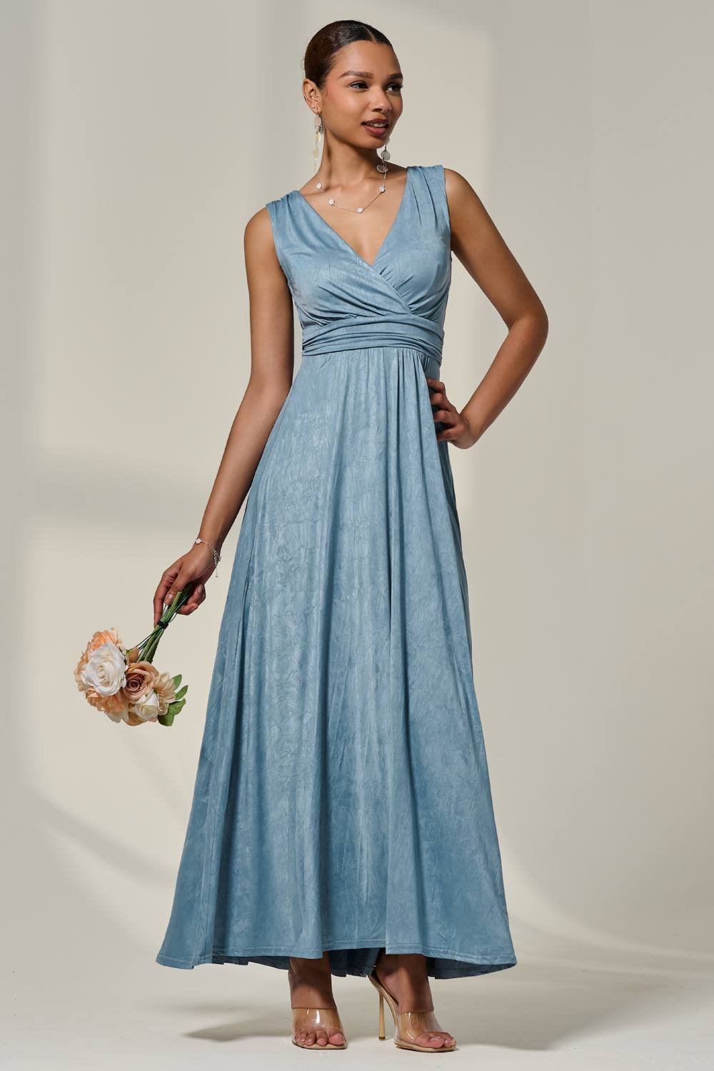 Jolie Moi Jolie Moi Women's Wrapped Bodice Jersey Maxi Dress in Blue - 4