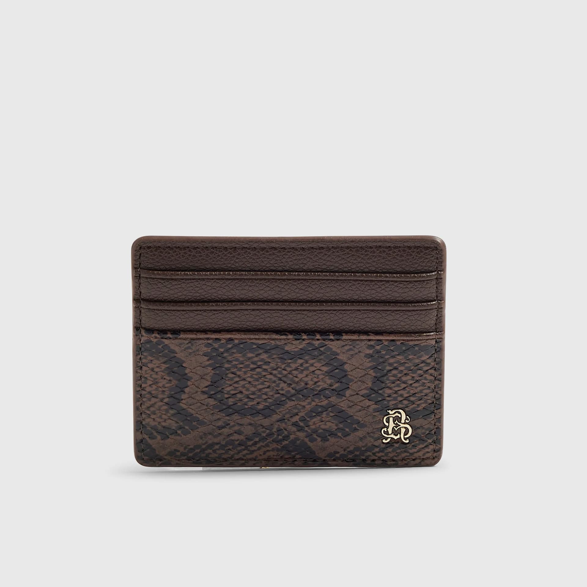 River Island Mens River Island Brown Snake Print Card Holder