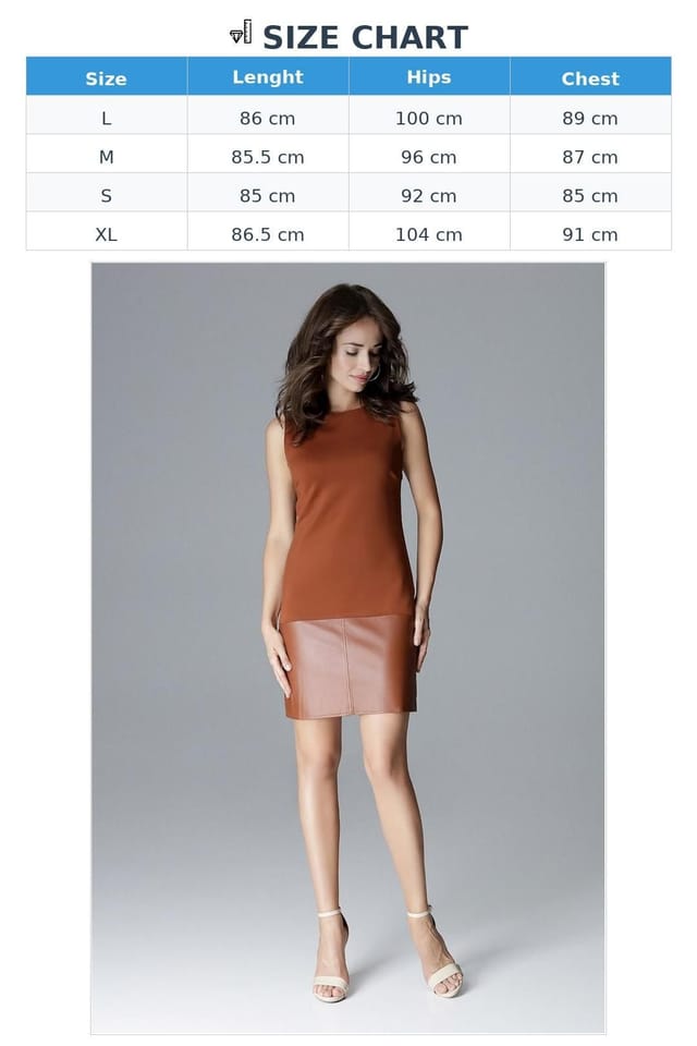 Love Lace Love Lace Women's Short Sleeveless Button Dress with Faux Leather in Brown - 3