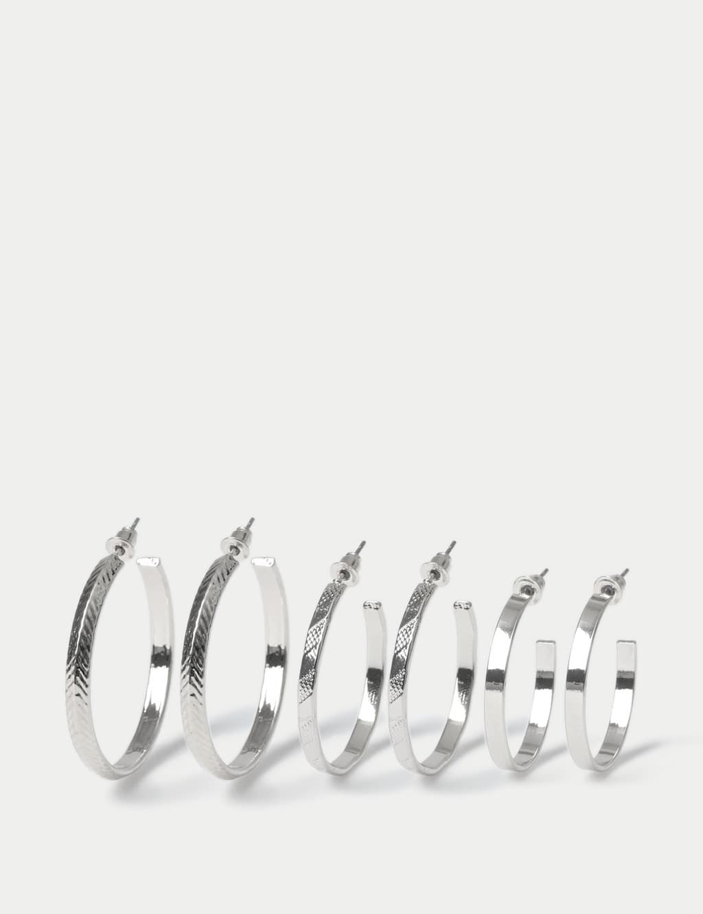 Marks & Spencer M&S 3pk Textured Hoop Earrings Silver