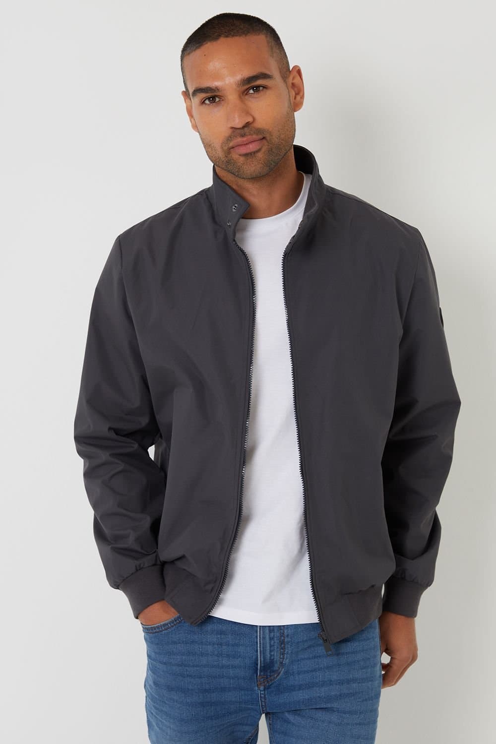 Threadbare Threadbare Men's Showerproof Harrington Style Jacket in Charcoal