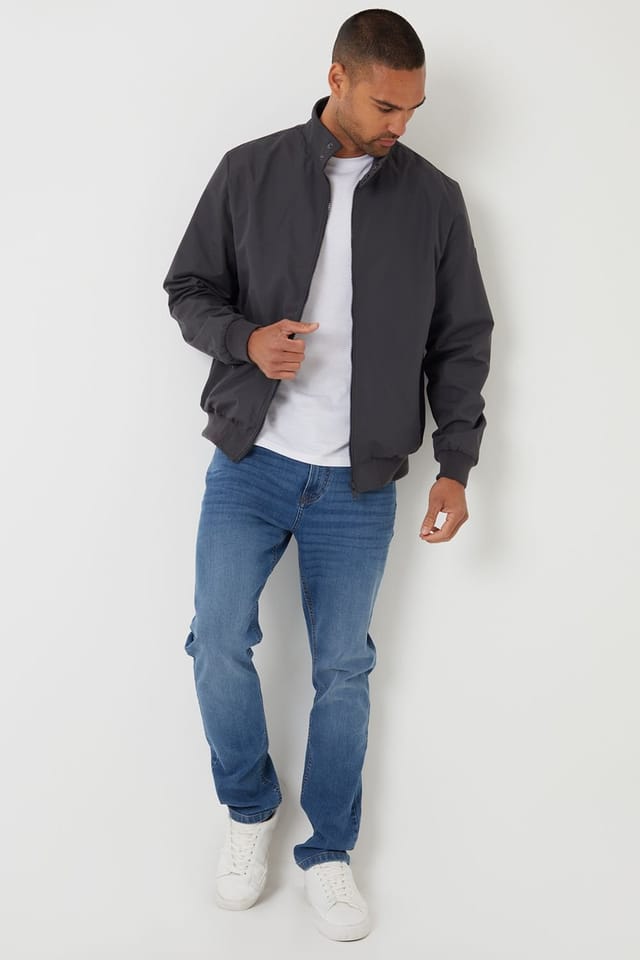 Threadbare Threadbare Men's Showerproof Harrington Style Jacket in Charcoal - 3