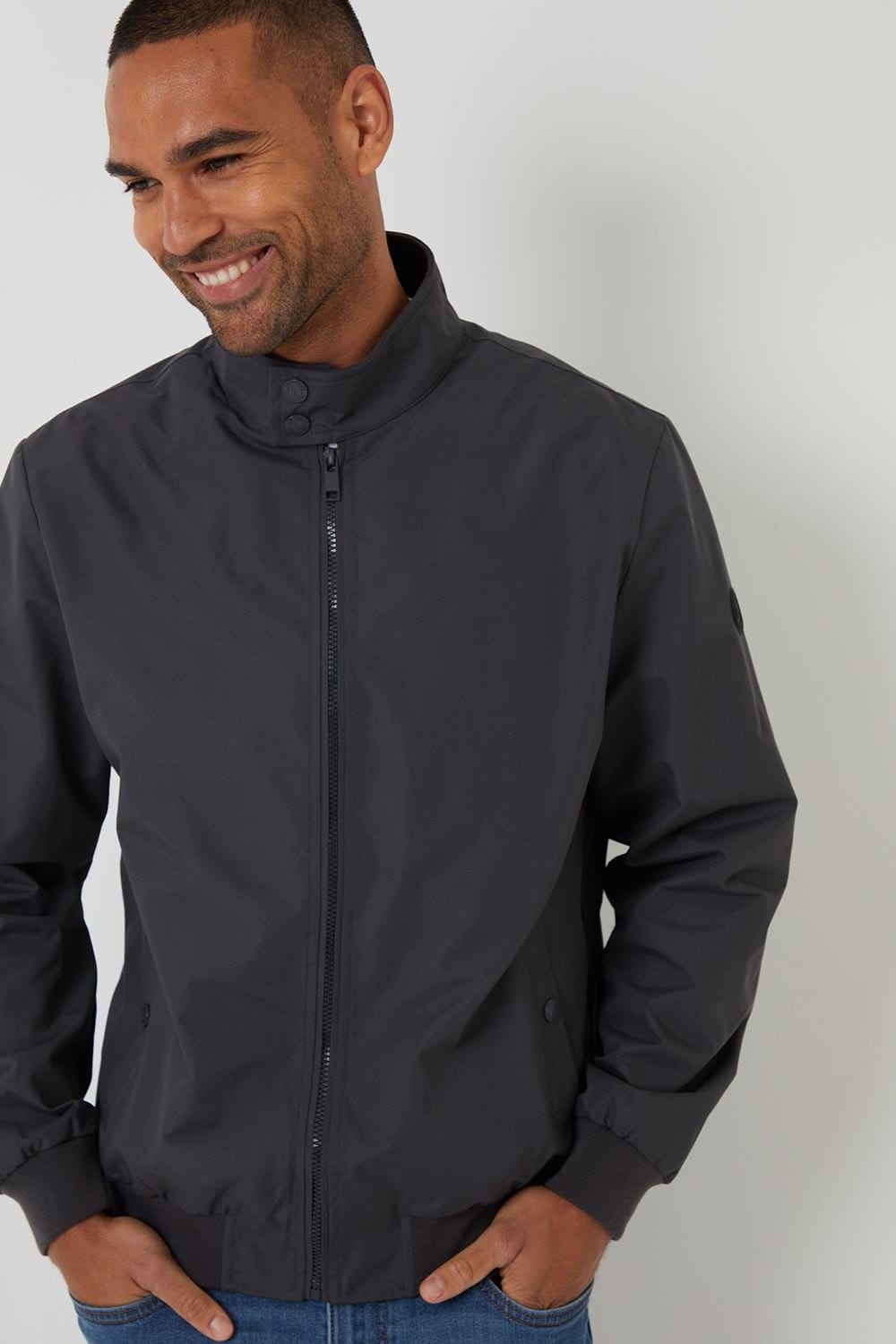 Threadbare Threadbare Men's Showerproof Harrington Style Jacket in Charcoal - 4