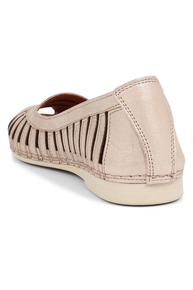 Pavers Pavers Women's Leather Open-Toe Ballet Flats in Gold - 3