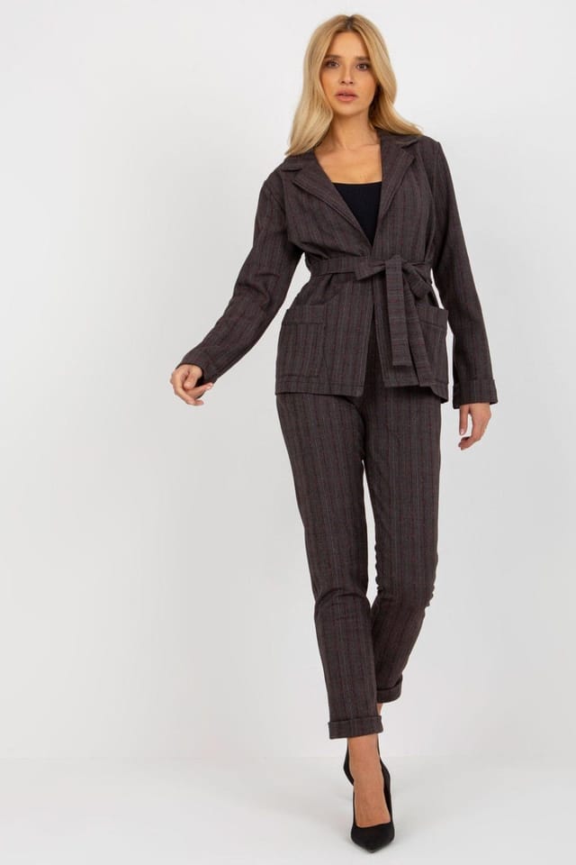 Love Lace Love Lace Women's Checked Long Sleeve Jacket With Slip Pockets in Grey - 2