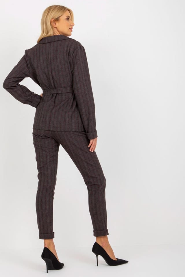 Love Lace Love Lace Women's Checked Long Sleeve Jacket With Slip Pockets in Grey - 3
