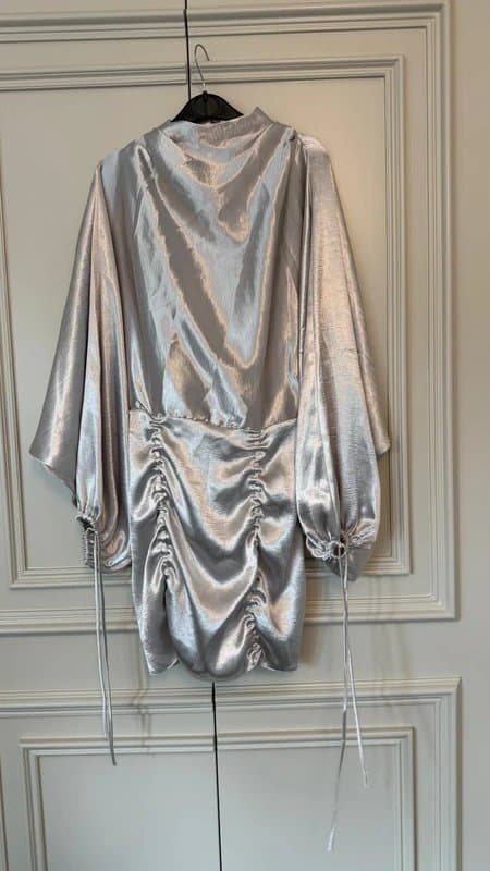 ASOS ASOS Silver Satin Ruched Mini Dress – BNWT – Size 8
