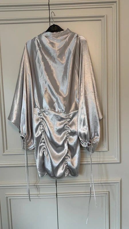 ASOS ASOS Silver Satin Ruched Mini Dress – BNWT – Size 8 - 1