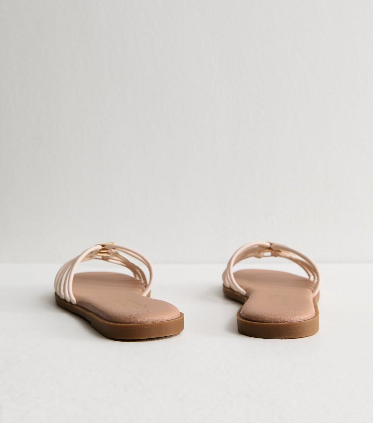 New Look Women's Off White Faux Leather Strappy Hardware Mule Sandals Vegan New Look - 4