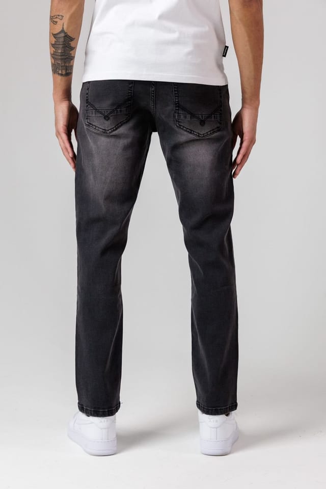 Firetrap Firetrap Men's Straight Leg Cotton Rich Jeans in Dark Grey - 2