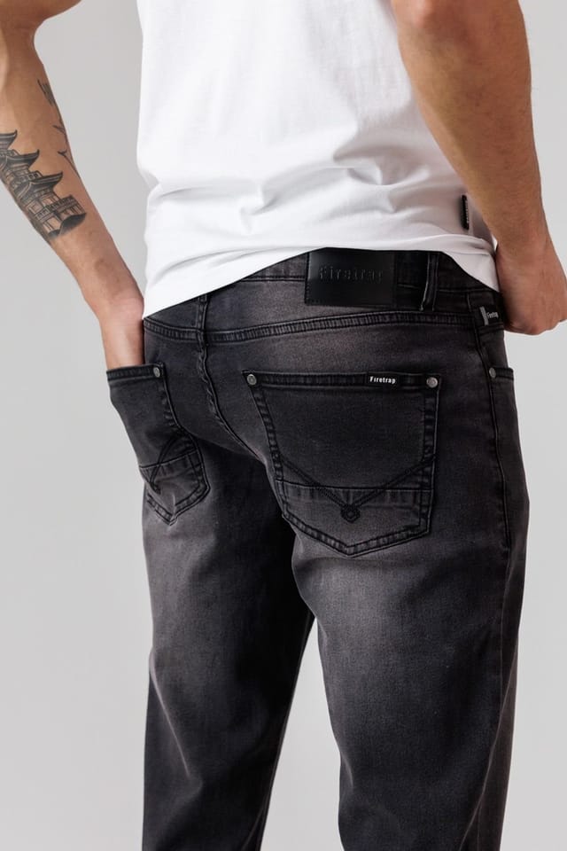 Firetrap Firetrap Men's Straight Leg Cotton Rich Jeans in Dark Grey - 3