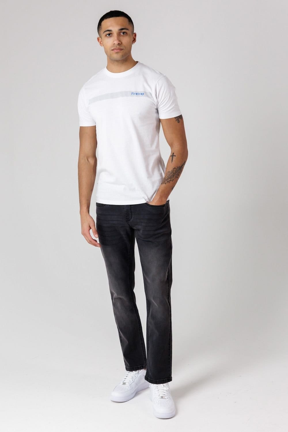 Firetrap Firetrap Men's Straight Leg Cotton Rich Jeans in Dark Grey - 4